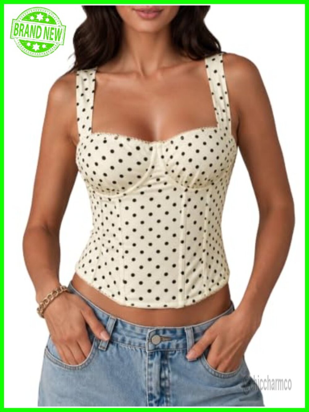 Polka Dot Corset Tank Top Y2K Underwire Slim Fit Party Club Bustier